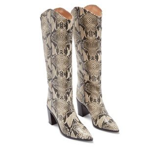 Knee - high snake leather boot